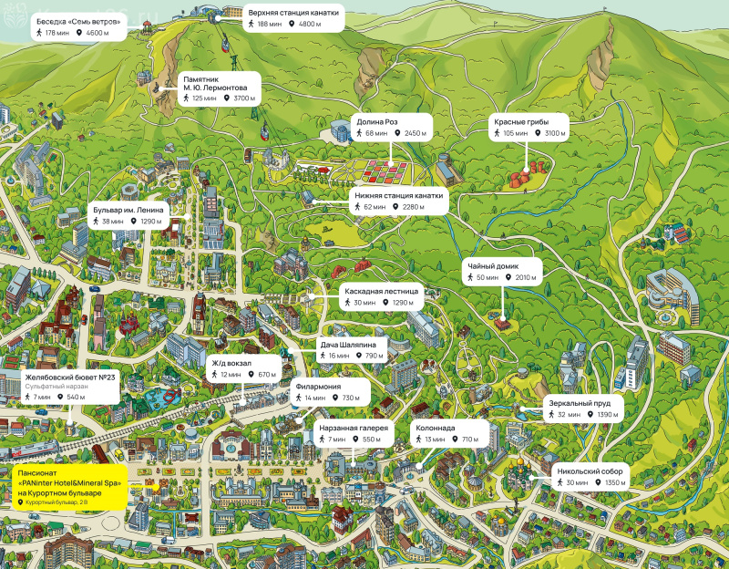 Пансионат «PANinter Hotel&Mineral Spa» Кисловодск — карта расположения